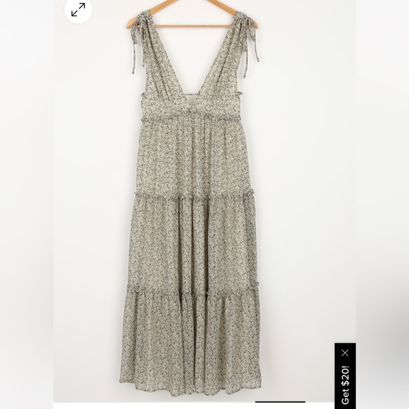 Lulus Wandering Wistfully Cream Floral Print Tiered Maxi Dress Medium - Picture 4 of 13